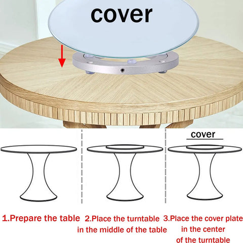 Heavy Duty 360 Degree Round Table Swivel Base Aluminum Alloy Turntable Bearing for Glass Granite or Wood Dining Tables setup instructions.