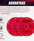 3 Pack 4.5 Inch Diamond Cutting Off Wheels Set For Seven Eighths Inch Arbor, Heavy Duty Multi Purpose Metal Cutter Discs