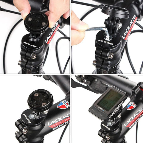 Installation and adjustment of Beefy Adjustable Out Front Bike Computer Mount for 1-1/8 inch steerer tube made from 6061 T6 aluminum.