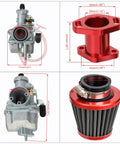 Performance VM22 26mm Carburetor For Predator 212cc 196cc Go Karts Mini Bikes 38mm Air Filter Intake Manifold Kit Red