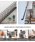 Matte Black Industrial Pipe Stair Handrail Crafted For Indoor And Outdoor Use Featuring A Super Heavy Duty Galvanized Steel Build, shown on staircases.