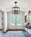 Industrial Farmhouse Pendant Light Fixture Four Lights Flush Mount Metal Ceiling Light With Adjustable Height in entryway