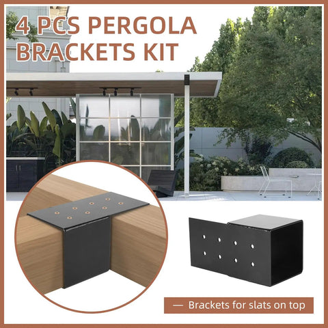 4 Pack Pergola Joist Brackets for 4x4 Wood Posts, Built to Last Heavy Duty Post Connector Braces for Outdoor Decks and Patio Structures, Post Top Rafter Brackets, Rust Resistant Steel