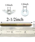Heavy Duty Galvanized Steel Hanger Bolts With Wing Nuts And Flat Washers Real Deal Hardware Kit 1/4X2 1/2 inch components close-up.