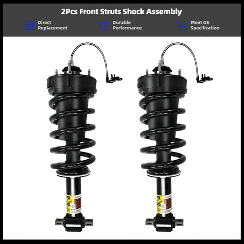 2 Pcs Front Struts Absorber Assembly With Magnetic Spring For Cadillac Escalade ESV Suburban Tahoe GMC Yukon 1500 2015 2020 Front Shock Replacement Premium Quality, showing black coil spring design.