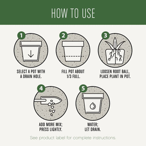 Step-by-step guide on using Top Shelf 4 Quart Indoor Plant Potting Mix Loaded With Fast Feeding Fertilizer.