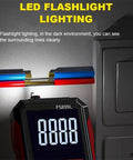 Upgraded USB Rechargeable Digital Multimeter Must Have Pro Grade Tester With Auto Display FS899L showing LED flashlight feature