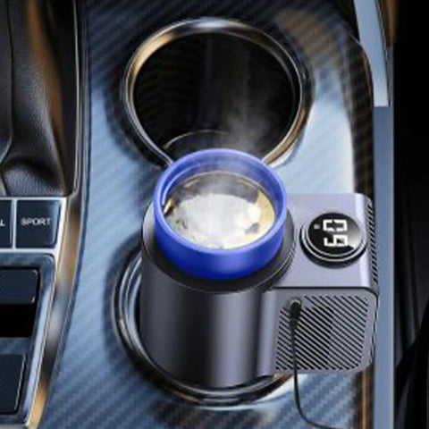 Kickass Dual Purpose Car Cup Holder That Locks Your Stash In Bone Hot Or Ice Cold Temps Zero Hassle 2 In 1 Portable Beverage Heater Chiller for car interior.