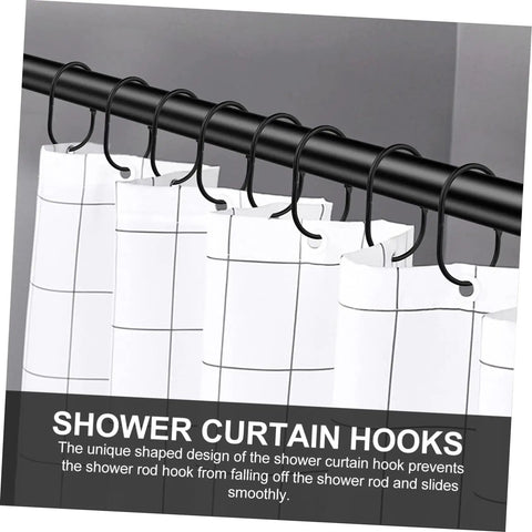 30 Pack Oval Shower Curtain Hooks Black Rustproof Metal Rings With Smooth Glide For Bathroom Curtains And Window Drapes