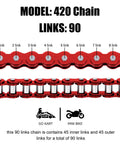 Mini Bike Chain 420 90 Links Replacement With 15mm Chain Adjuster For Predator 212cc And 196cc Engines 6.5HP close-up image