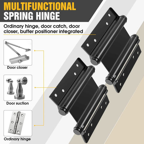 Double Action Spring Hinges For Double Swing Doors, Saloon And Cafe Pub Doors, 6 Inch 201 Stainless Steel Hinges, Black Finish