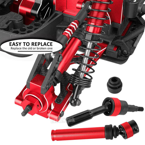Beefed-Up RC Upgrade Kit For 1/10 Granite 3S Senton 3S And Mega550 RC Cars with aluminum shocks and red components.