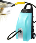 Heavy Duty Industrial Steam Cleaner For Home And Car Use, blue portable unit with hose, effective for removing grease from kitchen hoods.