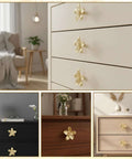 Brushed Gold Flower Cabinet Knobs Set Of 8 With 19mm 25mm And 38mm Screws 2.4 Inch Dope Gold Hardware for cabinets and drawers