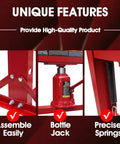 Close-up of 20-Ton H-Frame Hydraulic Floor Press for Garage and Shop focusing on assembly, bottle jack, and precise springs.