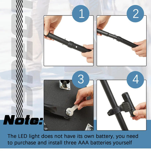 Instructions for assembling the Two Pack Under Vehicle Inspection Mirrors With Telescoping Handle And Integrated Light, 12 Inch Diameter.