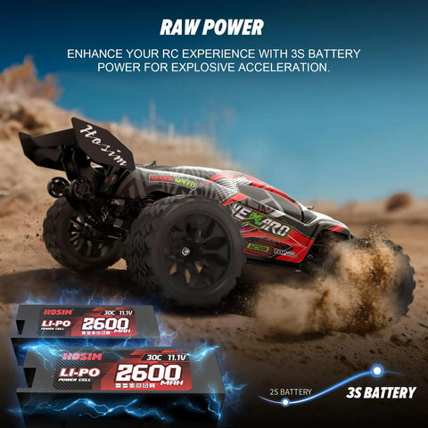 1:8 Scale Brushless RC Truck With 50 MPH Top Speed All Terrain 4X4 Truggy Waterproof Off Road Hobby Car 3S battery display
