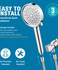 Chrome handheld shower head with flexible hose and wall-mount bracket
