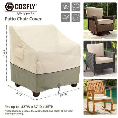 Outdoor Patio Chair Covers Waterproof 2 Pack Deep Seat Lounge Covers for Lawn Furniture, fits up to 32W x 37D x 36H inches.