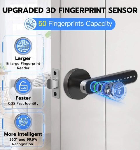 Fingerprint Door Lock With Keypad And App Control, No Key Needed Keyless Entry Smart Lock For Bedroom Hotel Apartment