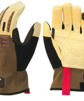 Goatskin Leather Work Gloves For Men With ANSI Cut Resistance A1 Heavy Duty Construction And Warehouse Gloves A Real Workhorse For Construction Gardening And More Durable Top Grain Leather 2X Large, front and back view