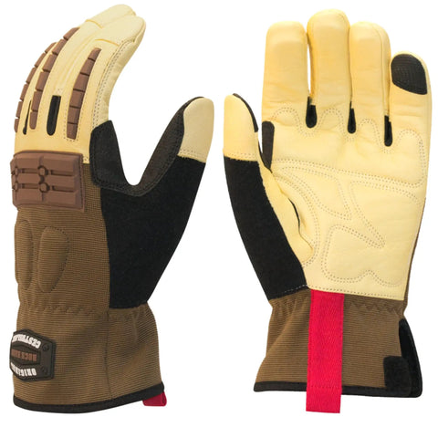 Goatskin Leather Work Gloves For Men With ANSI Cut Resistance A1 Heavy Duty Construction And Warehouse Gloves A Real Workhorse For Construction Gardening And More Durable Top Grain Leather 2X Large, front and back view