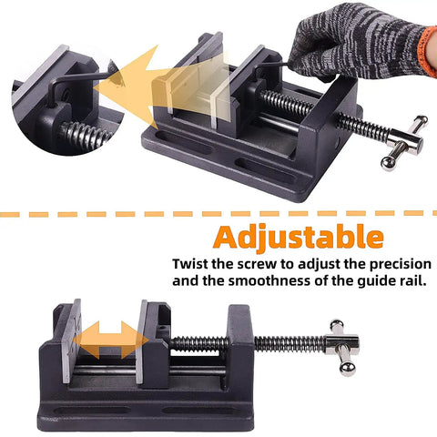 4 Inch Heavy Duty Drill Press Vise With Rock Solid Hold And Precise Alignment 4.25 Inch Max Jaw Opening in adjustable use