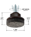 16 Pack Screw On Chair Levelers With Swivel Felt Sliders For Angled Or Straight Furniture Legs 1 Inch Round Floor Protectors