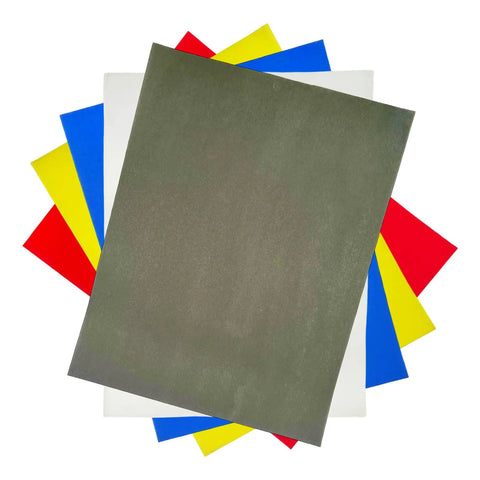 Wax Free Transfer Paper Sampler Pack With Five Color Sheets 8 By 11 Inches Each Color Red Blue Yellow White Graphite For Arts And Crafts DIY Projects Ceramics Wood Fabric Paper And More.