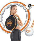 Woman with Weighted Infinity Hula Hoop for Weight Loss, Waist Burn Tool With Silicone Massage Heads, storage bag and skipping rope