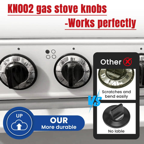 Electric Stove Knob Replacement Set For Whirlpool And More, 5 Pack ABS Burner Knobs With Adapters, Replaces TJKN002 And RK103, Fits D Shaft Stove Top Ovens And Ranges, No Fuss Install And Smooth Dial Rotation