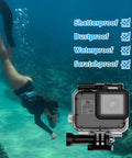 GoPro Hero 7 6 5 Waterproof Housing Case With Touchable Cover Bombproof 196ft 60m Submersible Shell underwater with diver