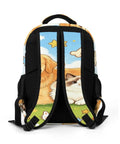 Sunny Grass Pet Duo Printed Unisex Backpack showing back straps and pet design with spacious compartments for travel and school