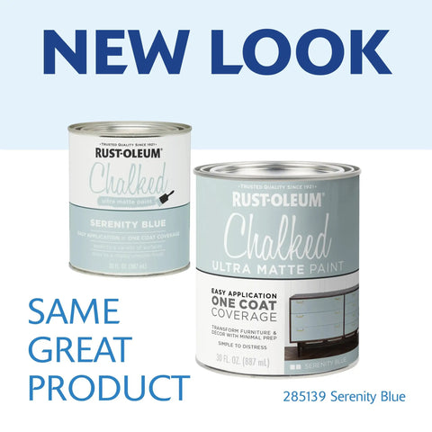 Serenity Blue Chalked All In One Furniture Paint With Ultra Matte Finish For DIYers One Coat Coverage No Primer 30 Oz