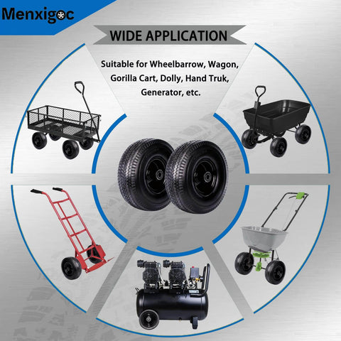 Ensemble roue et pneu Inch ultra-résistant de 25 Inch pour diables, remorques de jardin, chariots et chariots à roulettes, avec pneu plein de 9 Inch