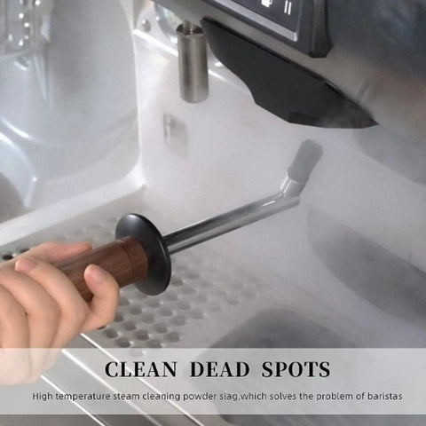 Commercial Coffee Machine Steam Wand Brush With High Pressure Steam Cleaner Pro Grade Fits Over 10mm Wands in use