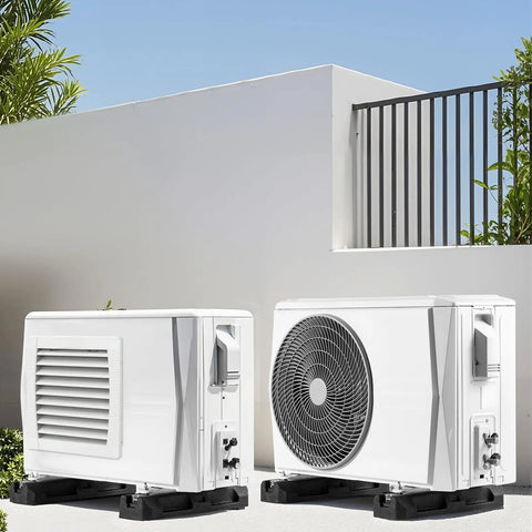 Mini split AC units on heavy-duty rubber anti-vibration pads, floor mounting base kit for 9000-36000 BTU heat pump