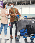 Travelers with luggage cart using Beefy Heavy Duty Moving Bags Set 6 Pack 93L Storage Bags With Zippers Lids And Grippy Handles