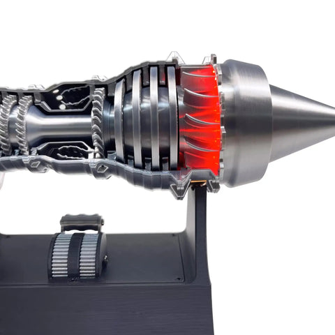 Awesome Realistic Turbofan Engine Model Kit With LED Lights And 28cm A380 TR900 Replica Adjustable Speed DIY Mechanical STEM Project For Adults Aviation Enthusiasts Desk Decor And Gift, side view