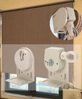 Universal Cordless Crank Bracket Mounting Kit For Porch And Backyard Sunshades Aluminum Alloy Hardware Beige Finish close-up