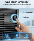Heavy Duty Commercial Ice Maker Cranks Out 100 Lbs Crystal Clear Ice Daily control panel with simple button for ice making and cleaning.