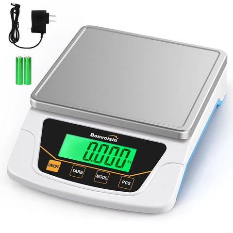 Pro Grade High Precision 6000G Digital Lab Scale With 0.1G Readability And 0.3G Tolerance, display, charger, and batteries included