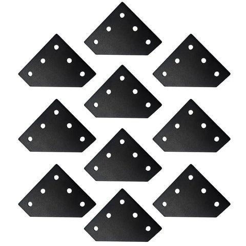 10 black L-shaped brackets with 5 holes for 20x20mm Aluminum Extrusion Corner Bracket Kit L Shape 5 Hole Connector With 50 T Nuts 50 Screws And Wrench For 2020 Series Profile Diy Projects Made Easy