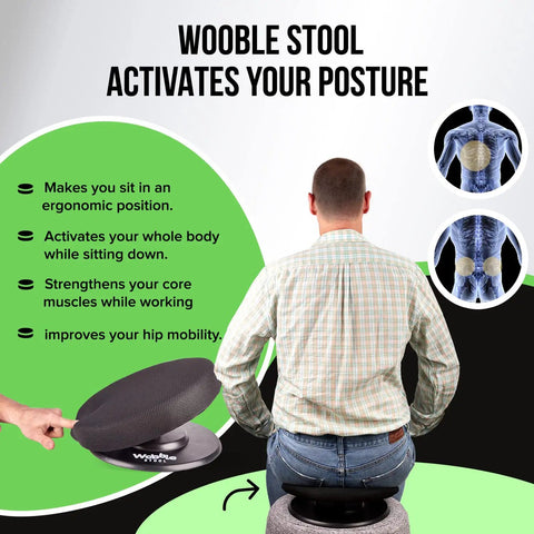 Man sitting on Wobble Self Balancing Ergonomic Stool With 360 Degree Rotation For Better Posture And Pain Relief in office