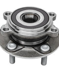 Front view of a wheel bearing hub from Front Wheel Bearing Hubs Kit With 2 Sway Bar End Links For 2014 2015 2016 2017 2018 Mazda 3 Sport 4 Piece Replacement Set 5 Bolt Front Hubs Encoder ABS Drop In Ready To Install Durable Auto Repair Upgrade