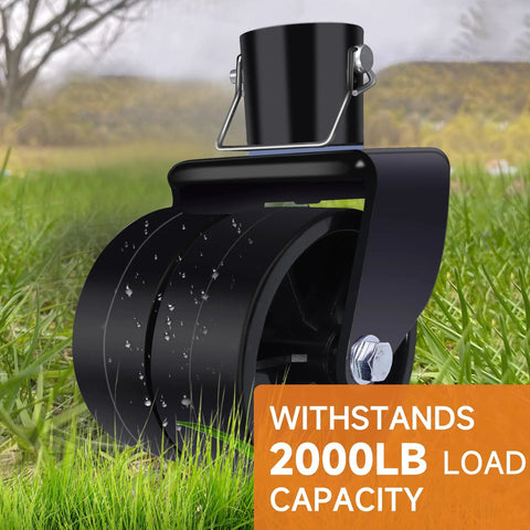 XIANGZI dual 6-inch trailer jack wheel with pin, black metal wheel and mounting bracket, 2000 lb capacity.