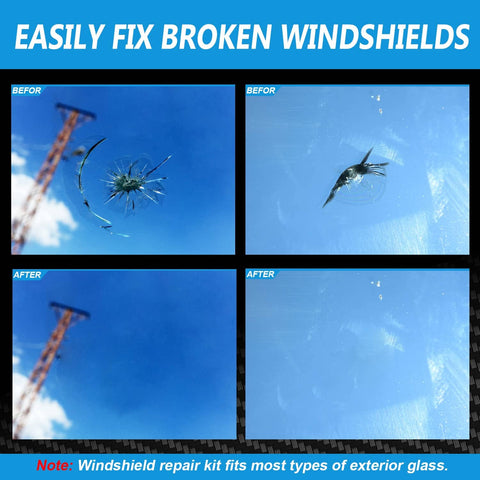 Windshield Repair Kit 2 Pack For Chips And Cracks Quick Fix With Slow Pressure System for bullseye and star cracks before after results