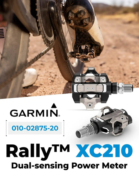 Off Road Dual Sensing Power Meter Pedals For Rough Terrain Shimano SPD Cleat Compatible Rechargeable 90 Hour Ride Time Cycling Dynamics Metrics With Left Right Balance Includes Wearable4U PowerBank Bundle shown on bike