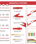 Detailed view of 30Pcs Silicone Banana Plug Test Leads Kit With Stackable 4mm Plugs Threaded Probes Alligator Clips dimensions.