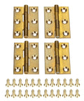 Brass Mini Folding Butt Hinges Set Of 4 For Drawers Cabinets Doors Jewelry Boxes Wooden Cases And Small Furniture Size Approximately 1.46 By 0.94 Inches with screws